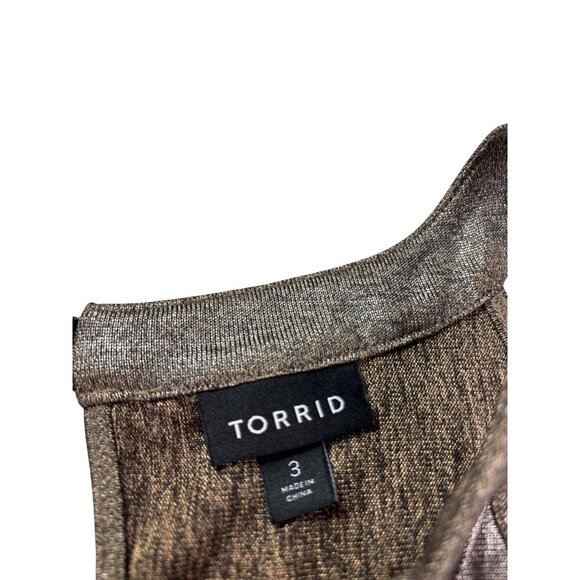 Torrid Womens Plus Size 3 (US 3X) Metallic Bronze Brown Pleated Sleeveless Top - Picture 3 of 5